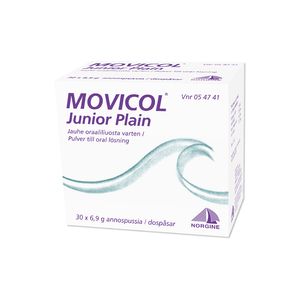 MOVICOL JUNIOR PLAIN jauhe oraaliliuosta varten, annospussi 30 kpl