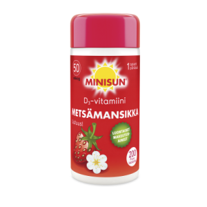 Minisun D-vitamiini Metsämansikka 50 mikrog 200 purutabl