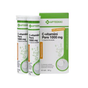 APTEEKKI C-vitamiini Pore 1000 mg tuplapakkaus appelsiininmakuinen 40 tabl