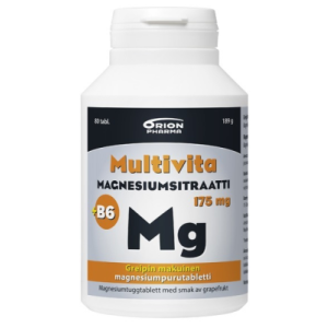Multivita Magnesiumsitraatti +B6 greippi 175mg/2mg 80 purutabl