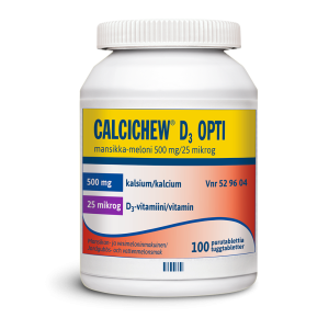 CALCICHEW D3 OPTI MANSIKKA-MELONI purutabletti 500 mg/25 mikrog 100 kpl