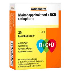 Maitohappobakteeri + BCD ratiopharm 30 kaps