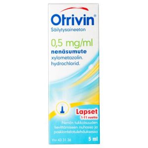 OTRIVIN SÄILYTYSAINEETON nenäsumute, liuos 0,5 mg/ml Freepod-pumppu 5 ml