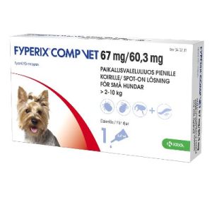 FYPERIX COMP VET paikallisvaleluliuos 67 mg/60,3 mg koiralle yli 2 kg-10 kg 0,67 ml