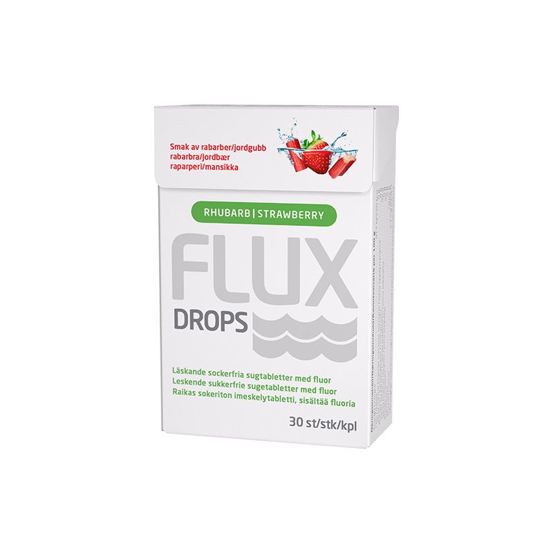 Flux Drops imeskelytabletti raparperi-mansikka 30 kpl